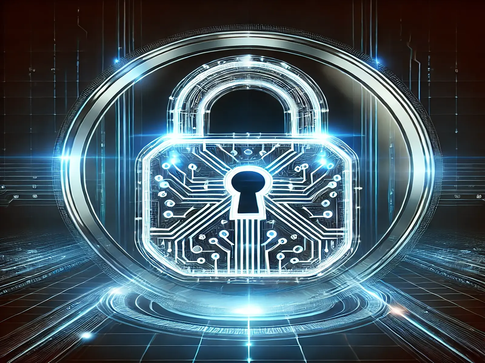 Futuristic lock icon symbolizing the invisible protection layer provided by iGhost.