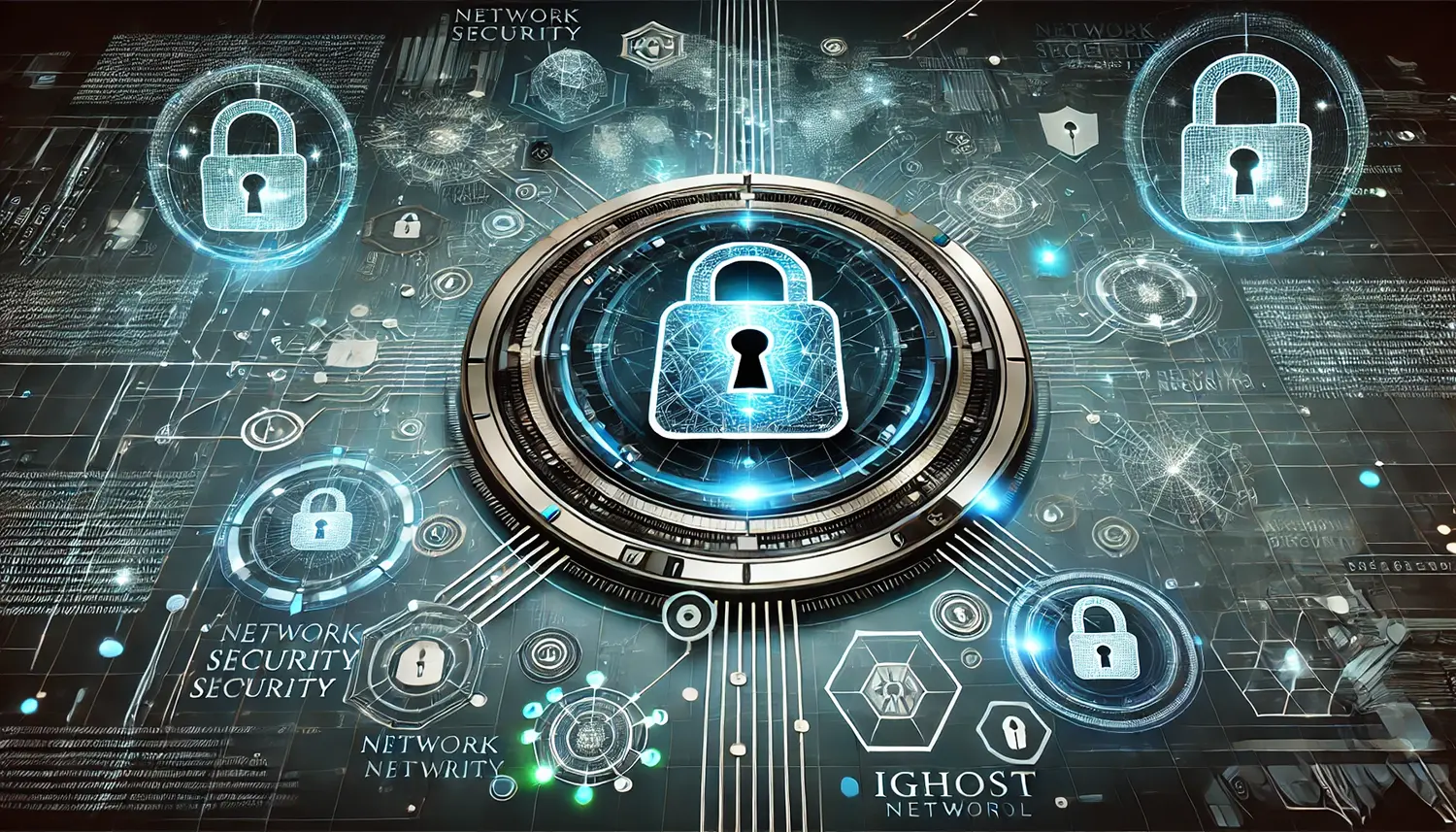 Sleek, futuristic lock emphasizing the secure, encrypted network provided by iGhost.